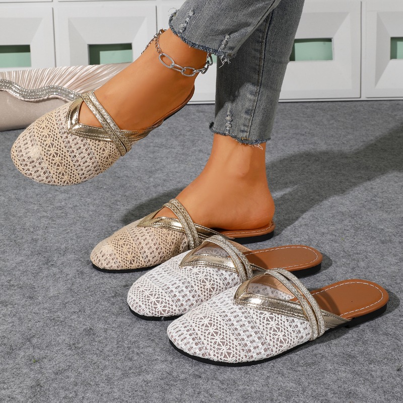 Slip On Mule Flat - Dames zomer slippers met gesloten teen,