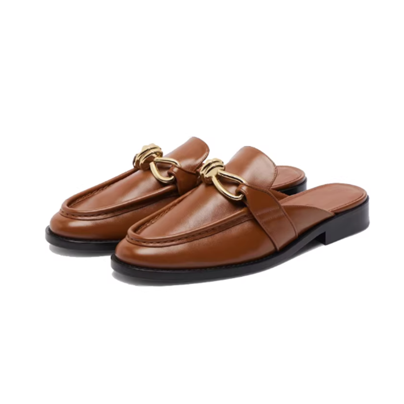 Slip On Mule Flat - Halfslippers met metalen gesp voor dames