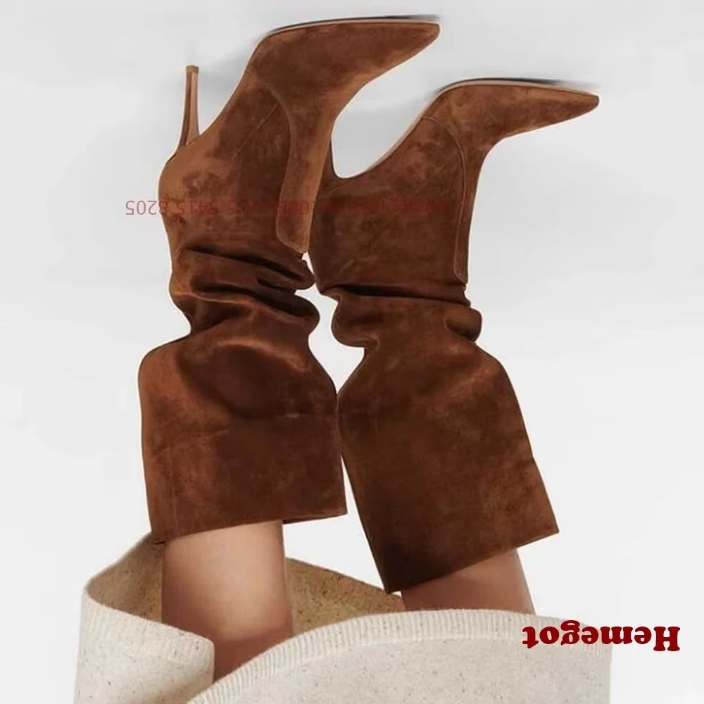 Women'S Shoes Vegan - Bruine puntige teen instapper dameslaarzen Vegan