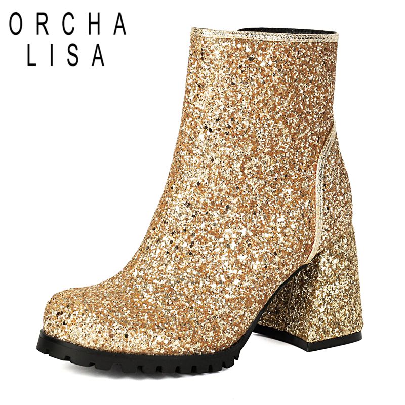 Women'S Shoes Extended Sizes - ORCHALISA Designer Sparkle Dames Enkelschoenen Ronde
