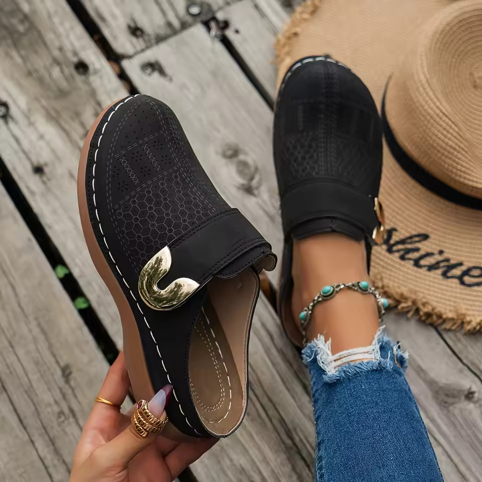 Slip On Mule Flat - Comfortabele muiltjes voor dames, instapschoenen, uitgeholde