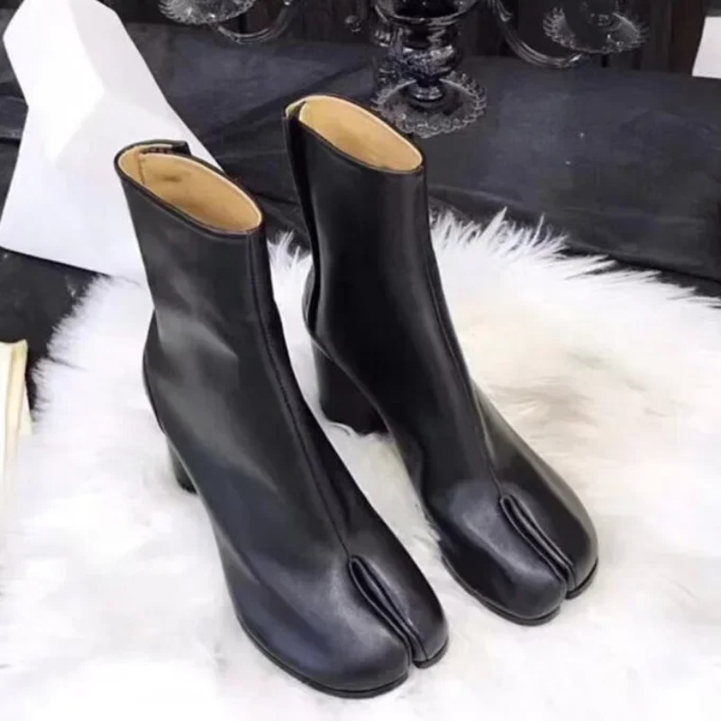 Women Shoes Luxury Brand - Luxe lederen Tabi dameslaarzen, modieuze ronde