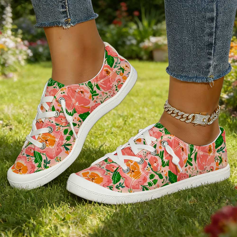 Women'S Shoes Trendy - Bosachtige olieverfschildering bloemenprint canvas schoenen, trendy