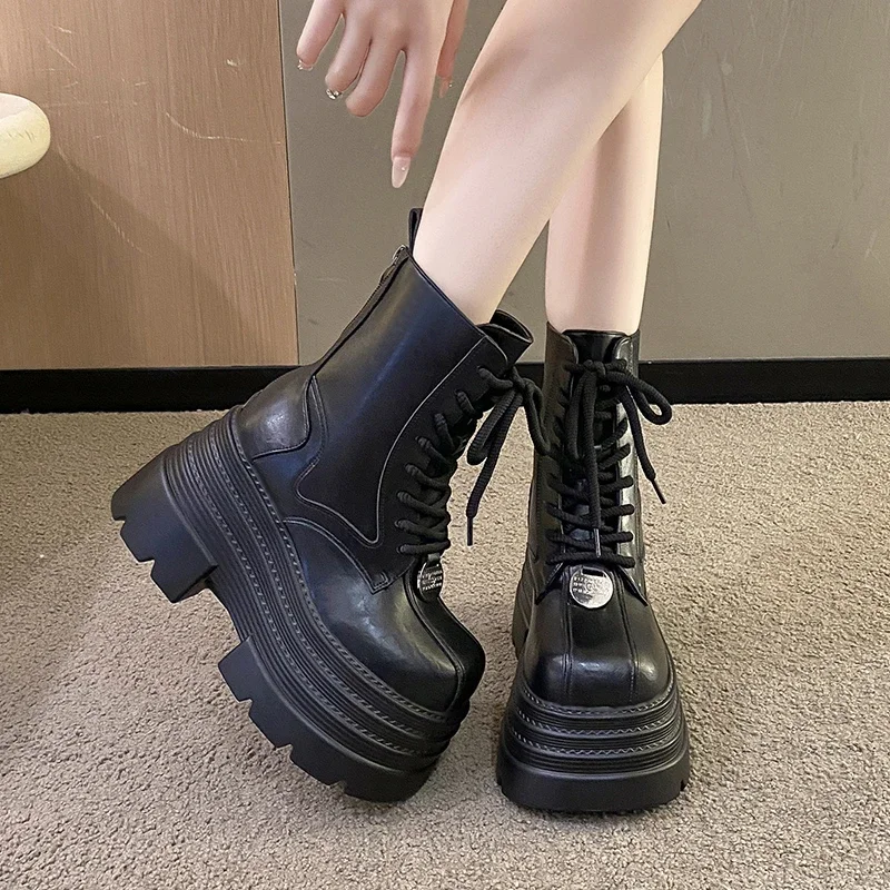 Women Shoes Luxury Brand - Vrouwen Laarzen Gothic Lederen Vrouwen Laarzen