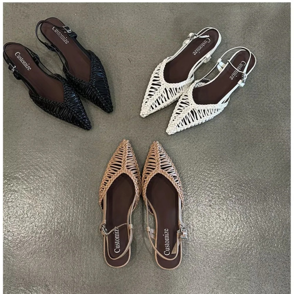 Gepunte geweven Romeinse sanda - Slip On Mule Flat recensie en prijs